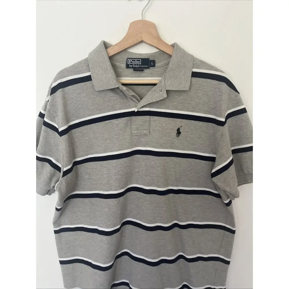 Polo Ralph Lauren Striped Mens Polo Short Sleeve Shirt Large‎